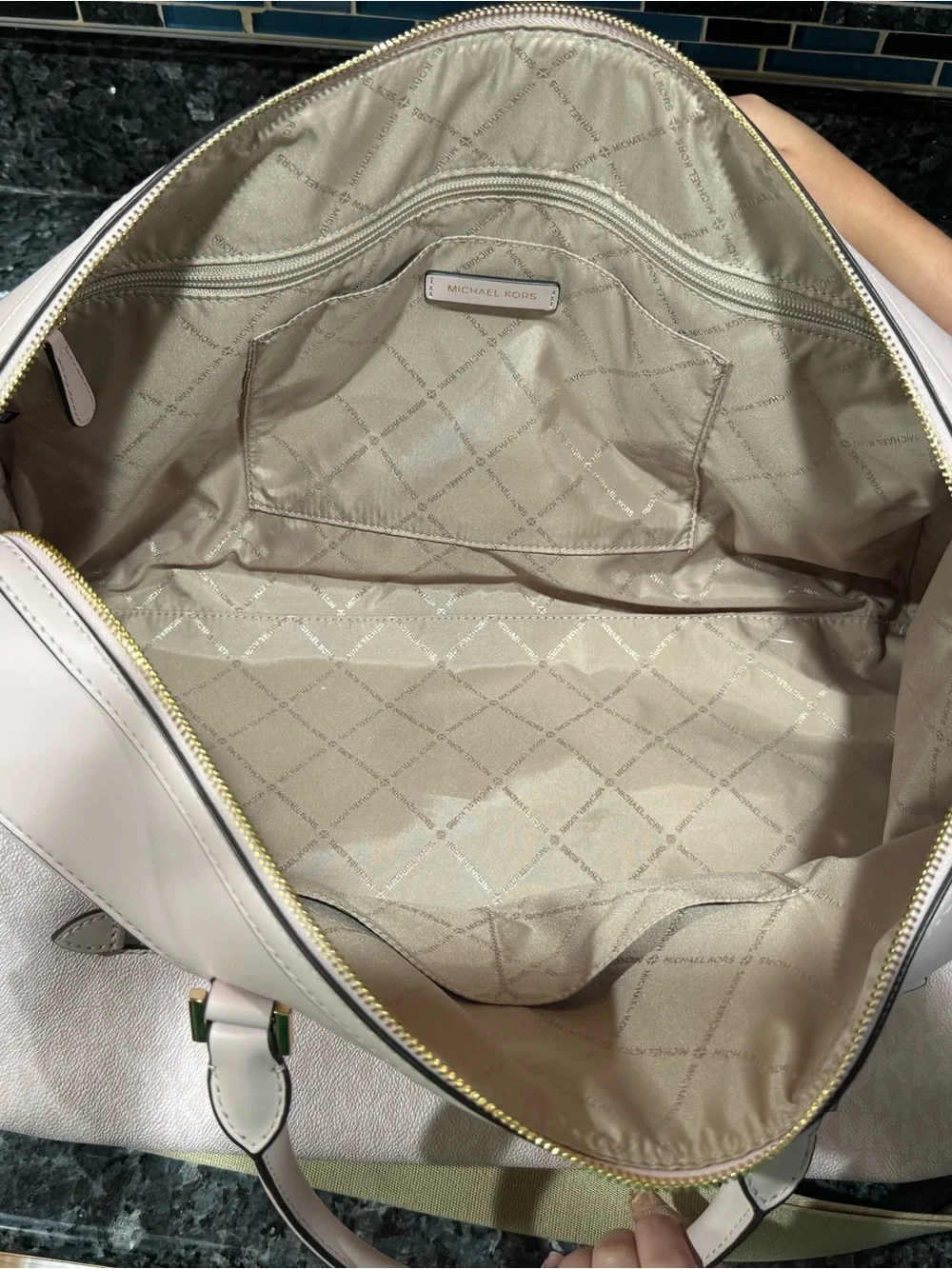 Michael Kors Blush Pink Logo Travel Duffel with Gold Hardware